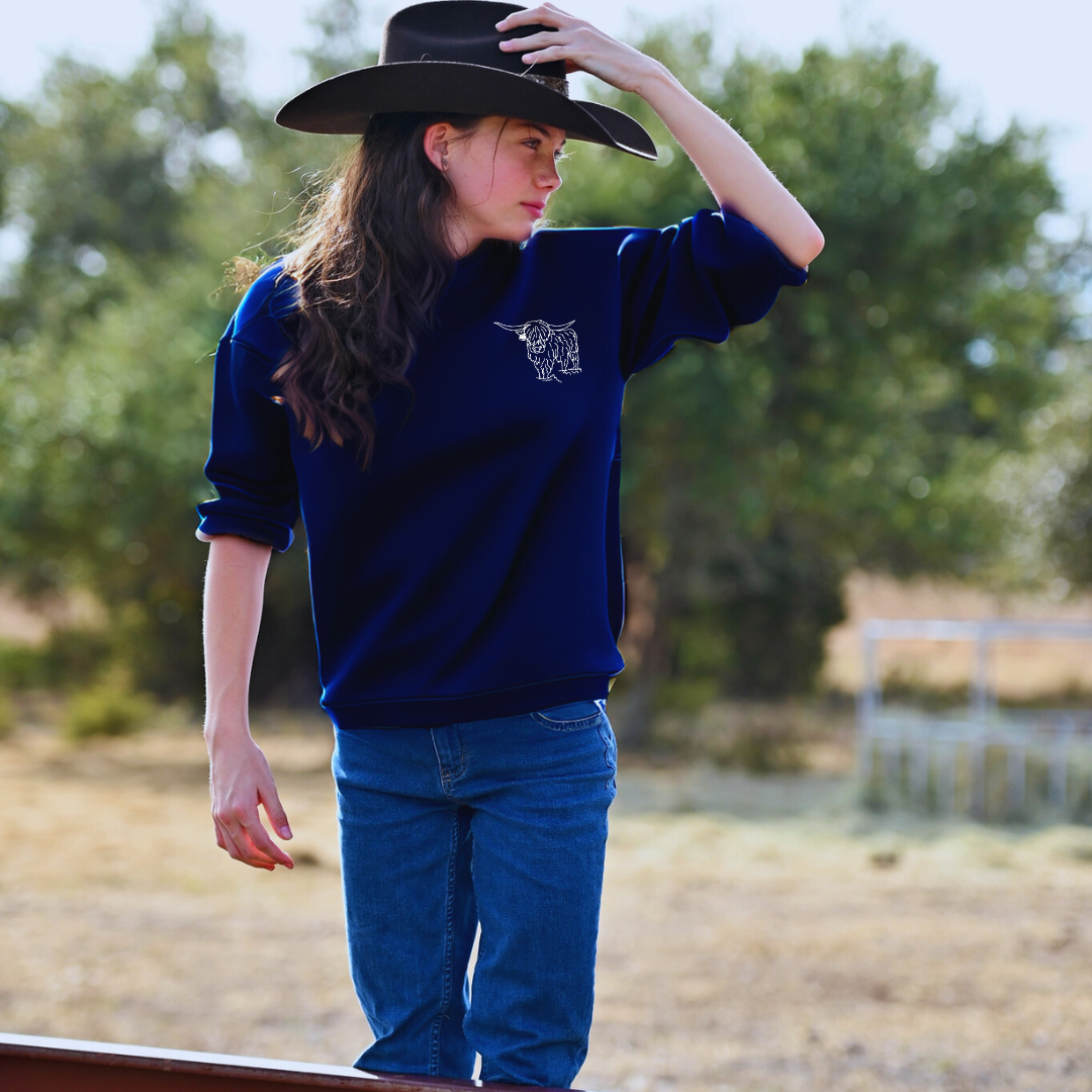 Adult Highland Cow Crew Sweatshirt