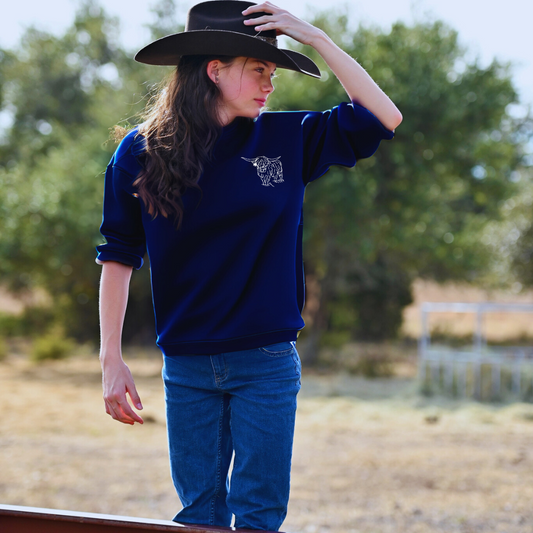 Adult Highland Cow Crew Sweatshirt