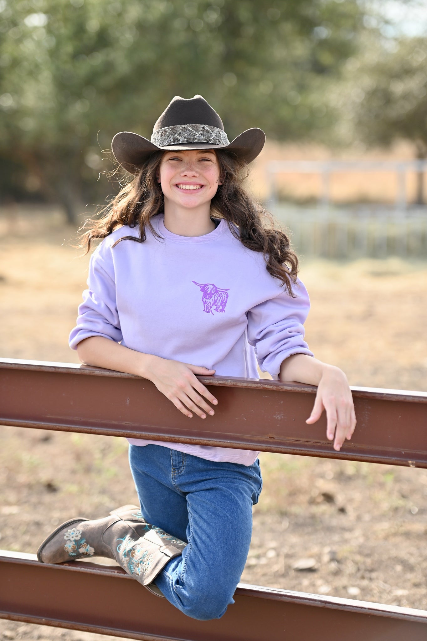 Adult Highland Cow Crew Sweatshirt