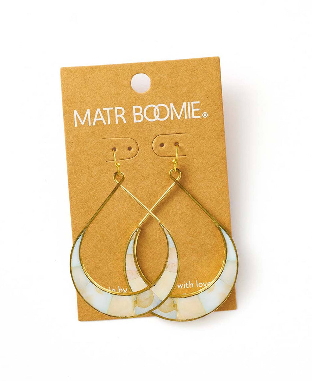 Crescent Mother of Pearl Hoop Earrings