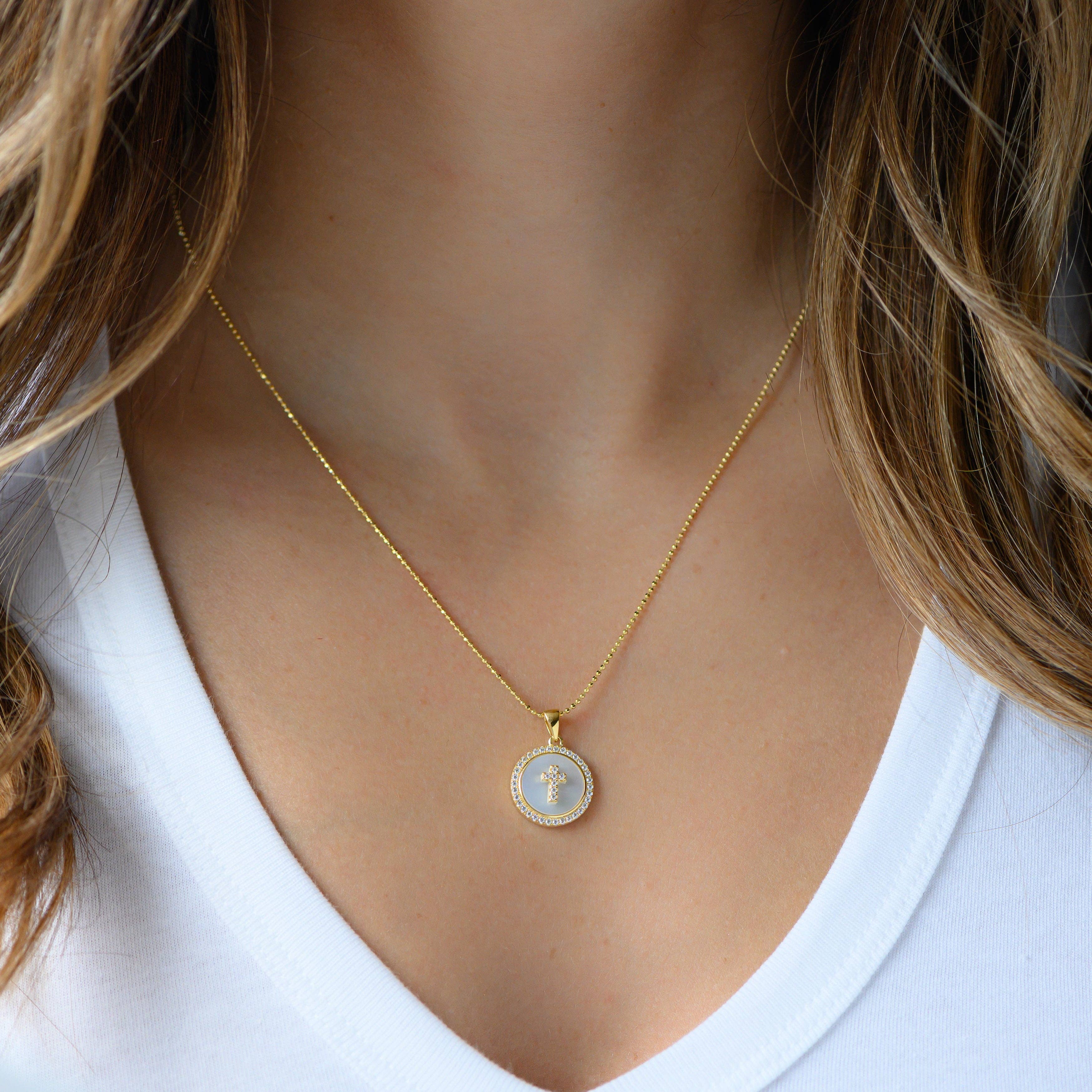 Mother of Pearl Cross Necklace