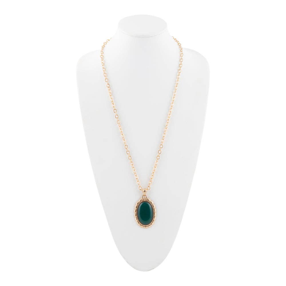 Prosperity Green Onyx Golden Pendant Necklace