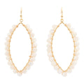 White Mother of Pearl Tear Drop Golden Loop Earrings