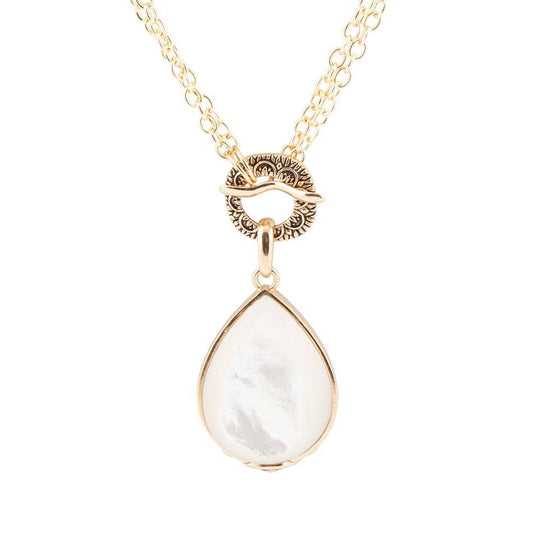 Abby White Mother of Pearl Golden Pendant Necklace