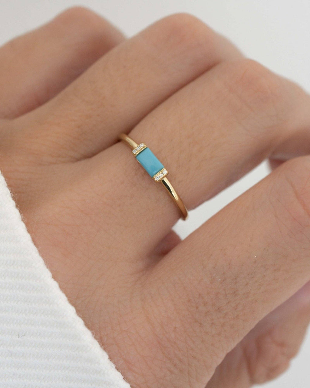 Turquoise Simple Baguette Ring
