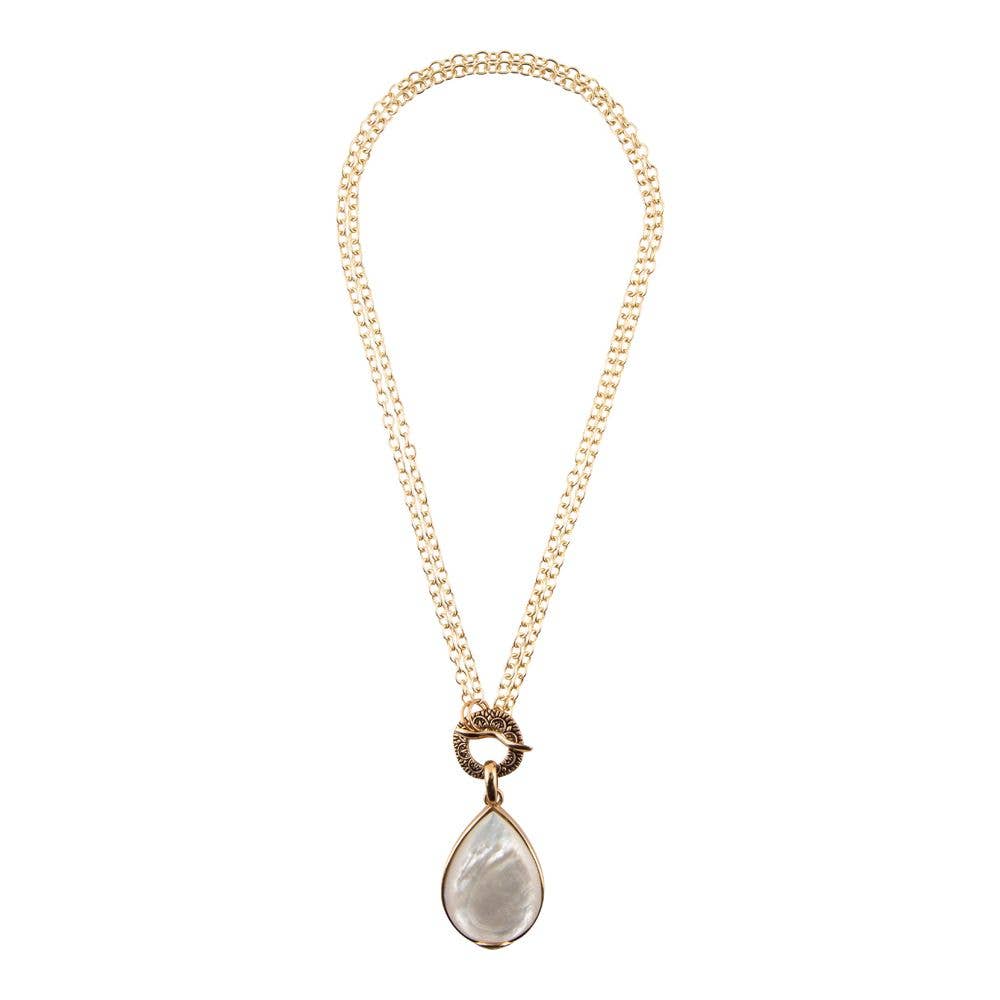 Abby White Mother of Pearl Golden Pendant Necklace
