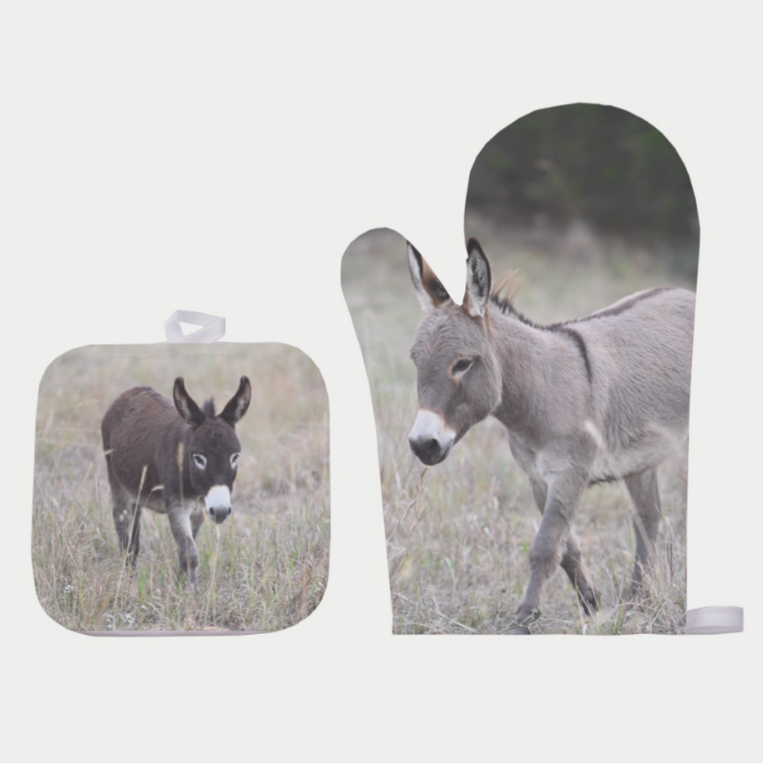 Mini Donkey Pot Holder & Oven Mitt Set – Donut & Jolene Design