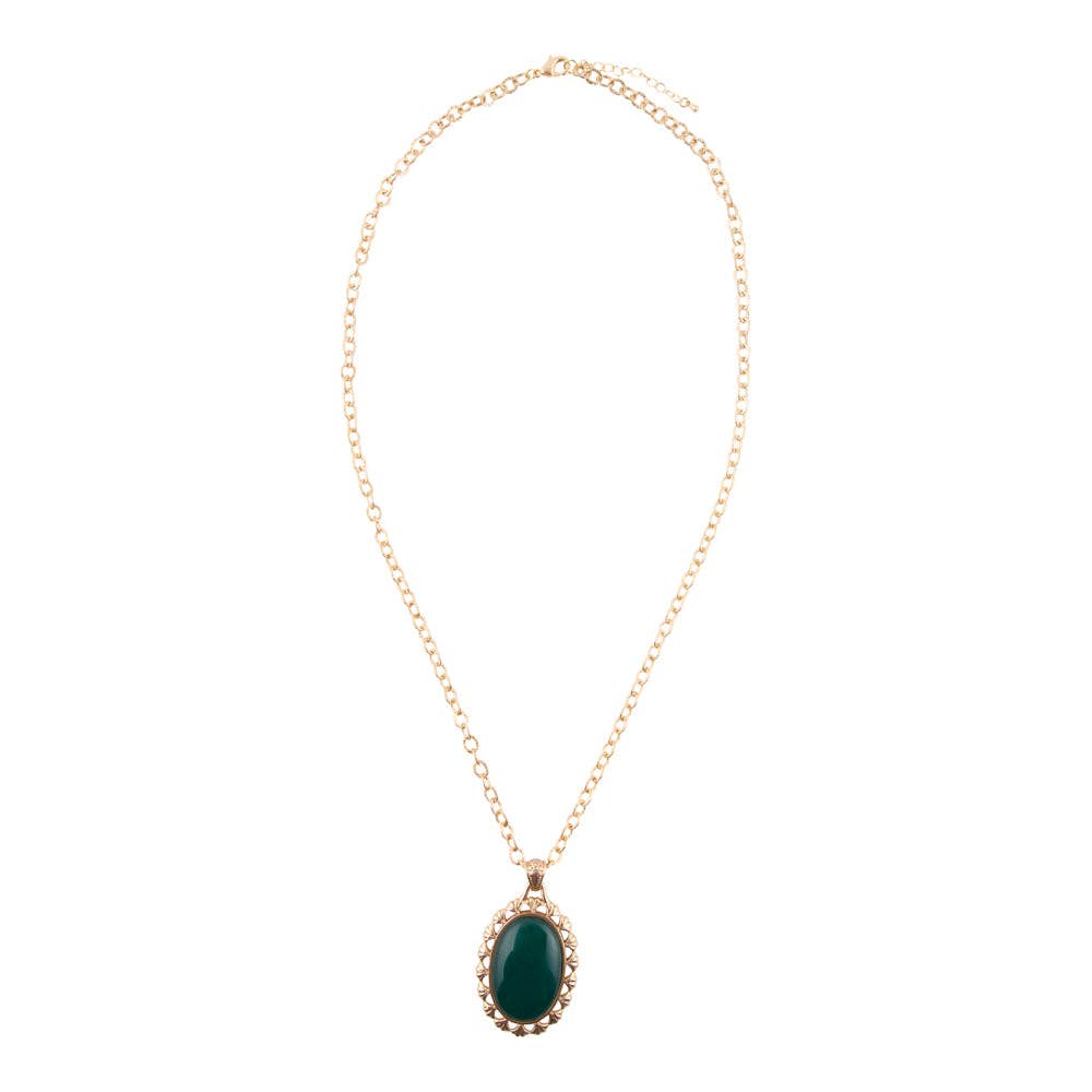 Prosperity Green Onyx Golden Pendant Necklace