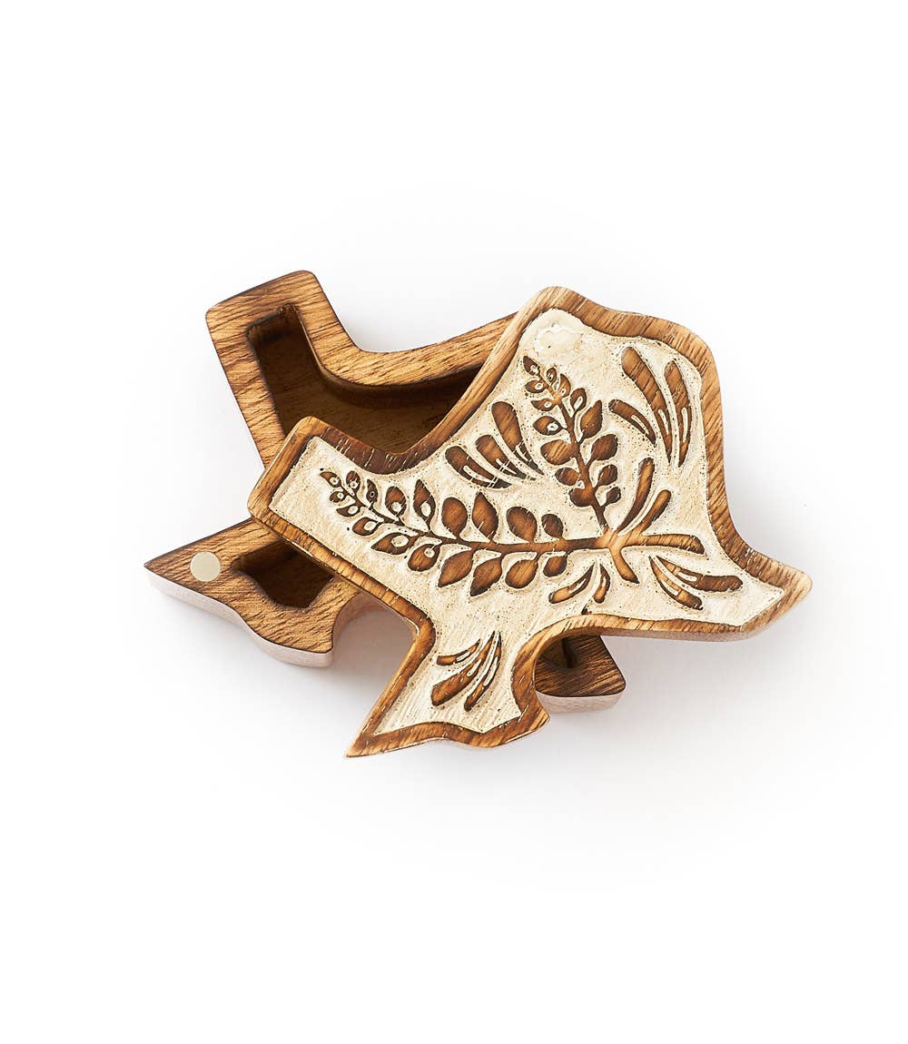 Texas Bluebonnet Keepsake Box - Hand Carved State Flower
